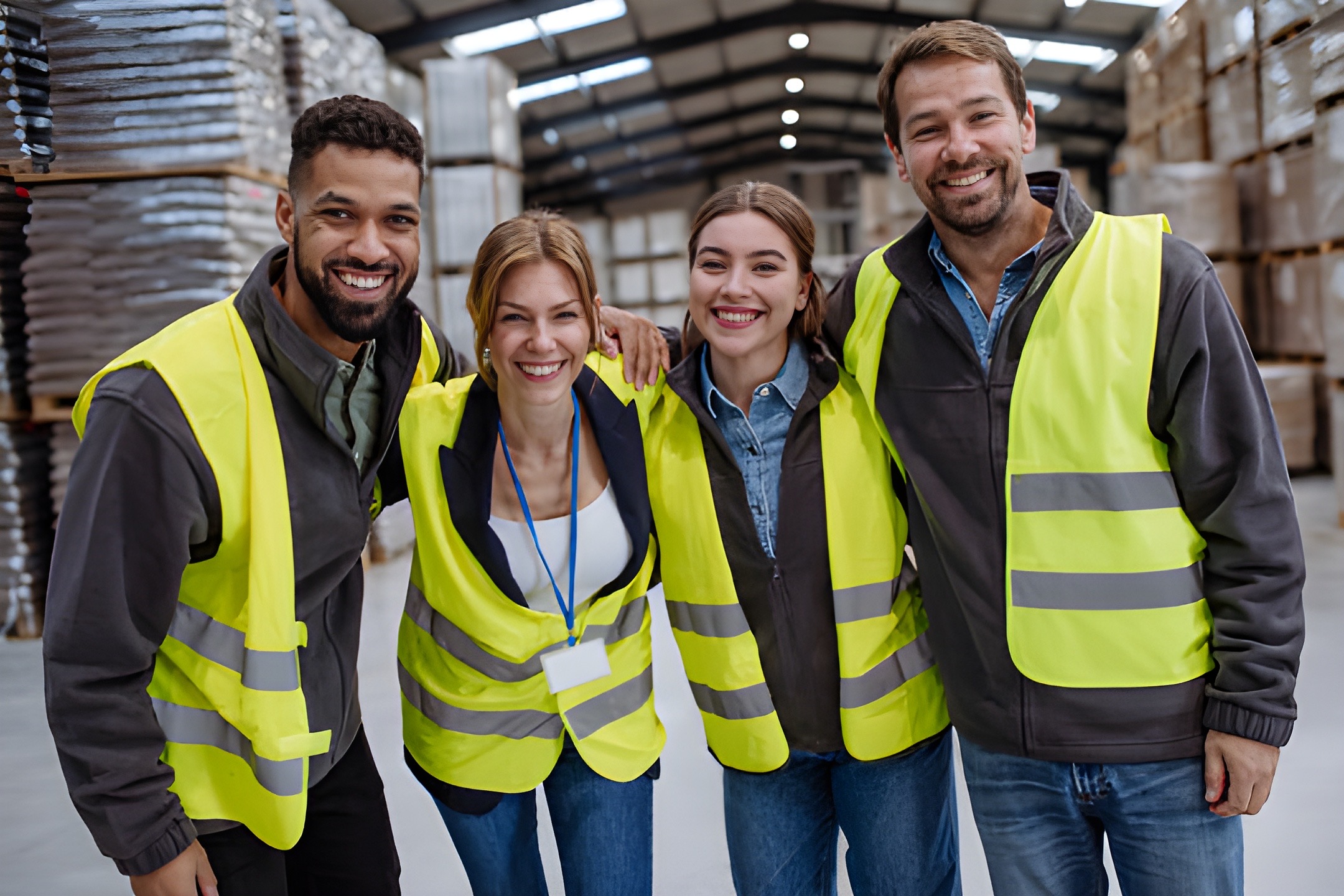 Warehouse team standing together